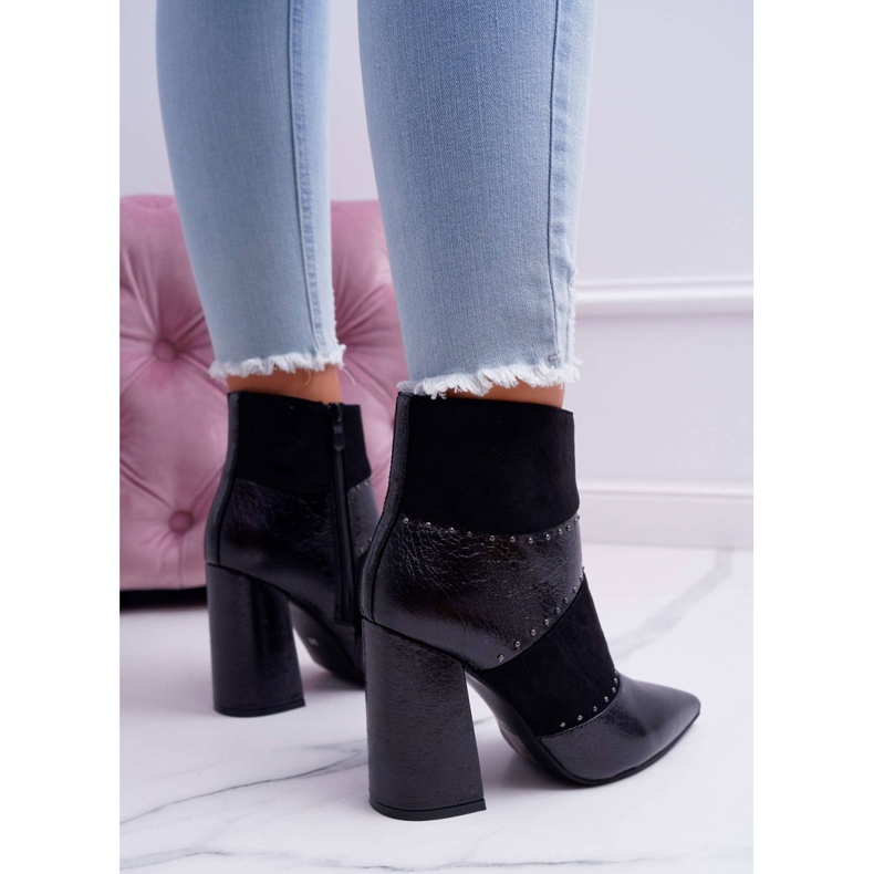 SEA Ženske čizme na štiklu sa nitnama u Spitzu RB21P Black Yango crna 2