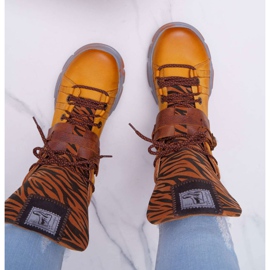 Ženske čizme kožne Maciejka žute 04218 smeđa žuta boja 2