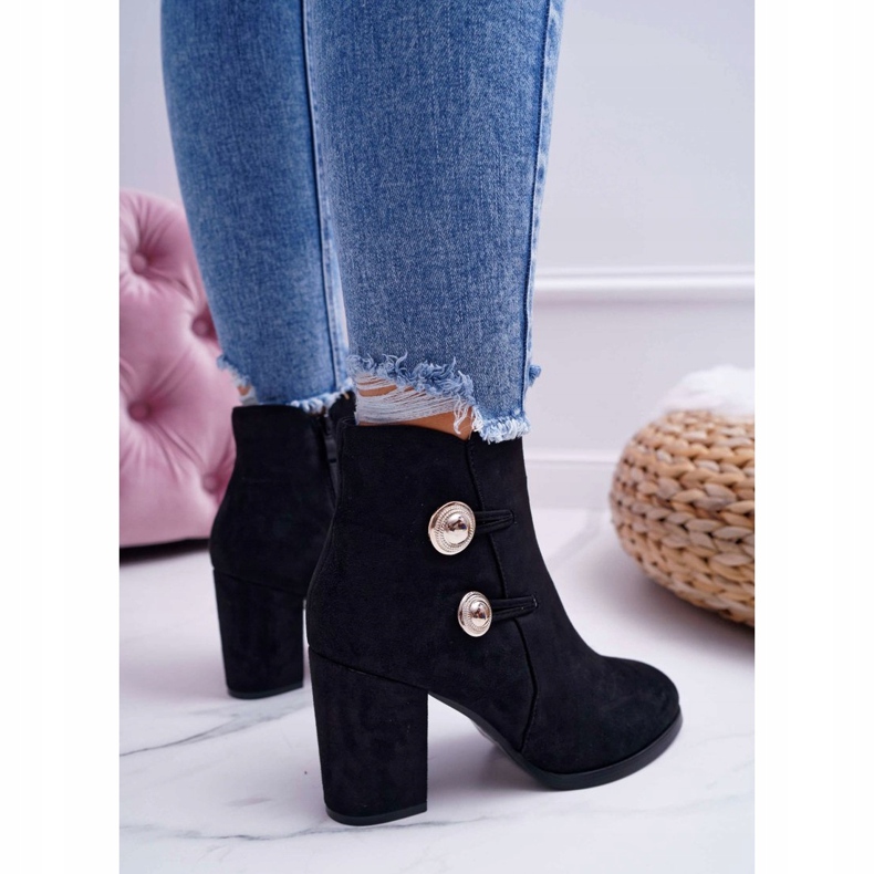 S.Barski Ženske čizme od antilopa na petu Black Barski 73-2 crna 2