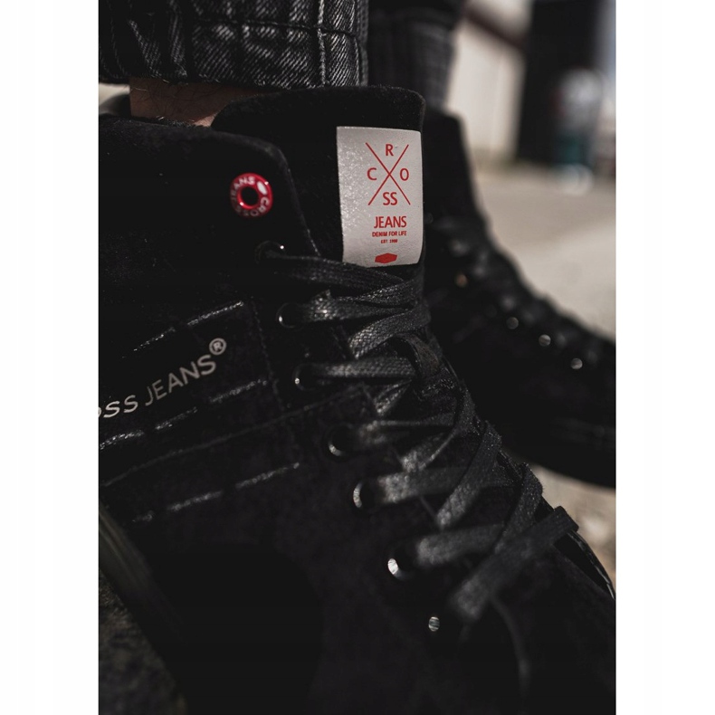 Cross Jeans Muške tenisice High Cross Traperice Kožna antilop Crna EE1R4057C crno 2