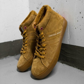 Cross Jeans Muške tenisice Visoki križ Traperice Kožna antilop Camel EE1R4054C smeđa 1