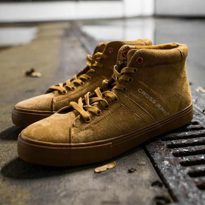 Cross Jeans Muške tenisice Visoki križ Traperice Kožna antilop Camel EE1R4054C smeđa 2