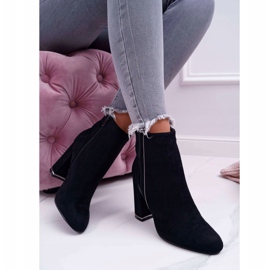 FE1 Ženske čizme na visoku petu Black Domeno crno 2