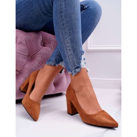 FRJ Ženske pumpe na petu Suede Camel Femmini smeđa 2