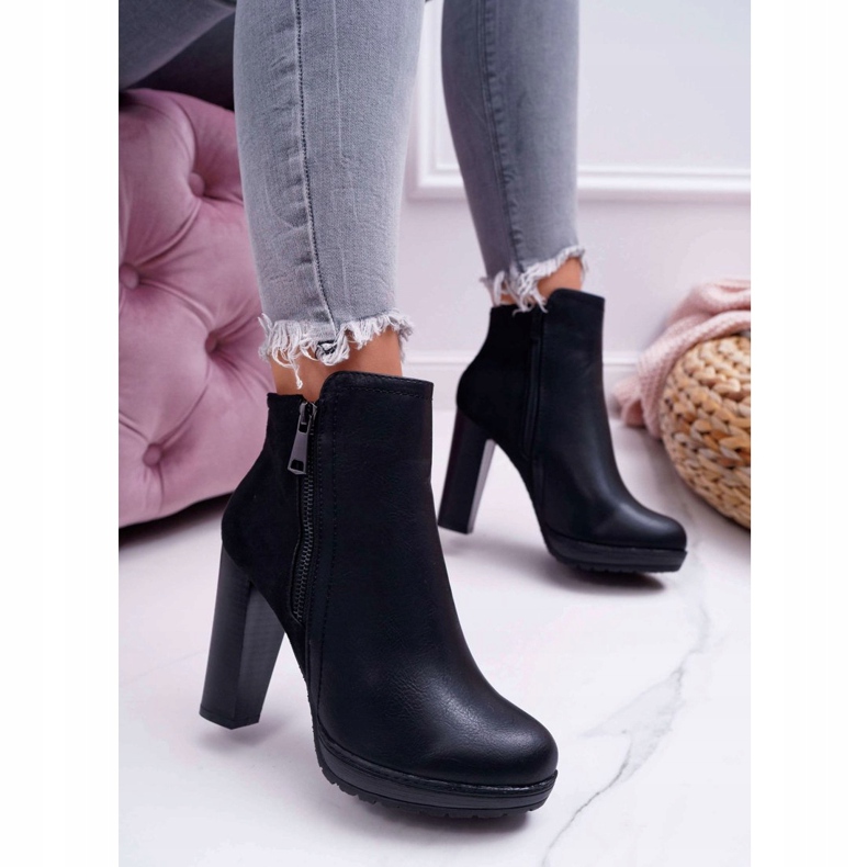 FE1 Crne Malma ženske čizme na visoku petu crno 1