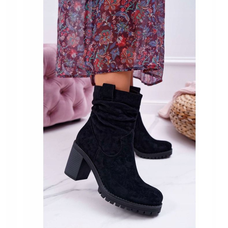 FB2 Ženske čizme na petu, antilop, crna Celma crno 1