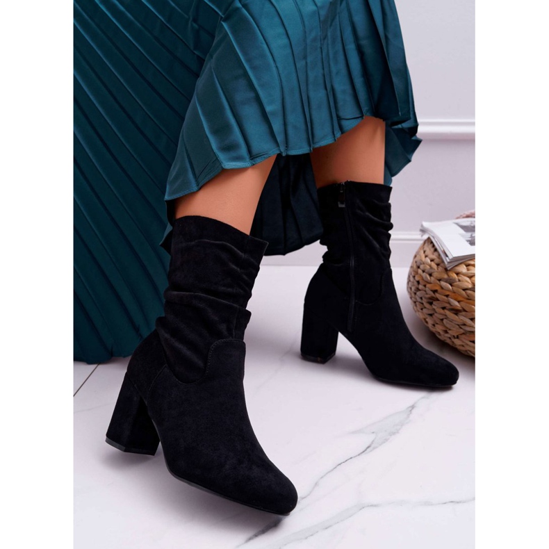 FRJ Ženske čizme na petu antilop crne beskrajne crno 1