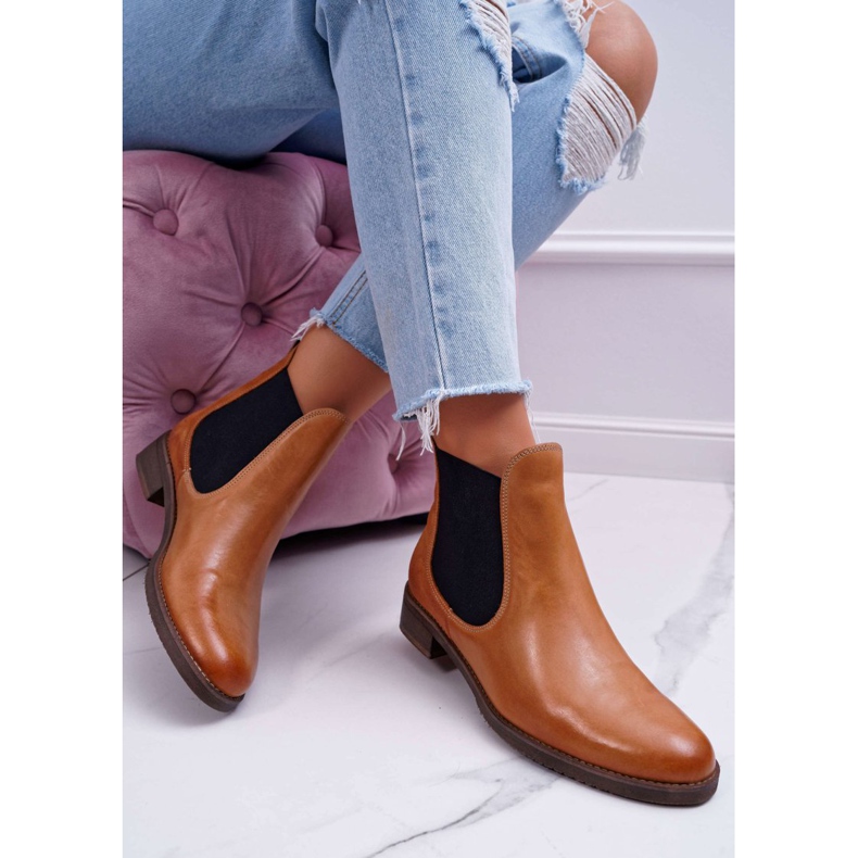 Ženske čizme Kožne čizme Jodhpur Maciejka Camel 04359 smeđa 2