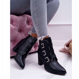 FJ1 Ženske čizme na petu sa kopčama Crni Finbas crno 2