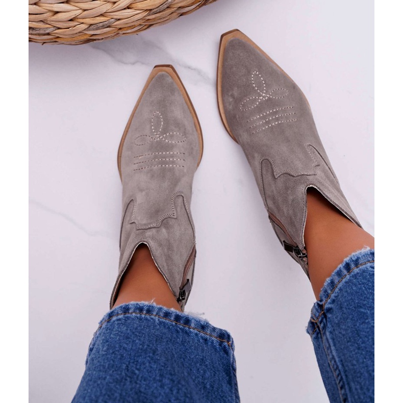 Nicole Ženske kožne kaubojske čizme Cappucino Batty smeđa 2