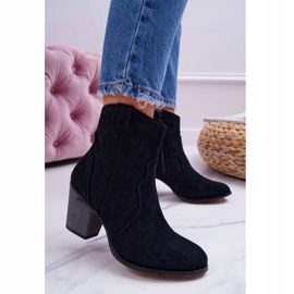 BUGO Ženske čizme na petu Crne kaubojske čizme Nutriso crno 1