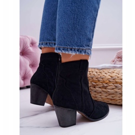 BUGO Ženske čizme na petu Crne kaubojske čizme Nutriso crna 2