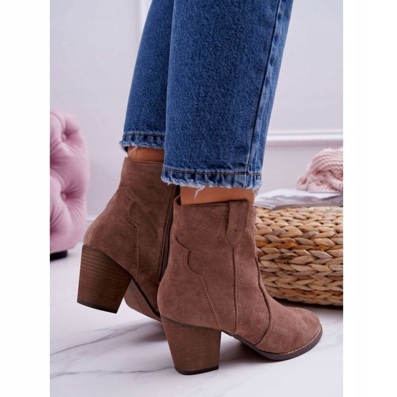 BUGO Ženske čizme na petu Kaubojske čizme Khaki Nutriso kaki 2