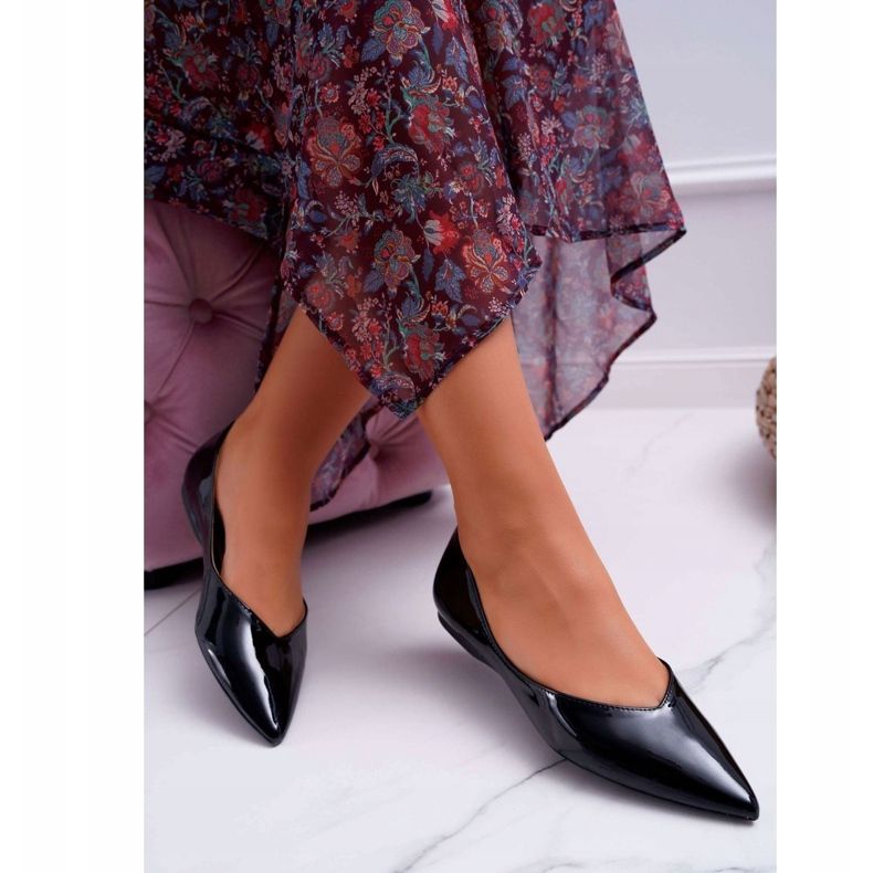 FRJEIN Ženske balerine lakirane u crnoj špici Reci mi 1