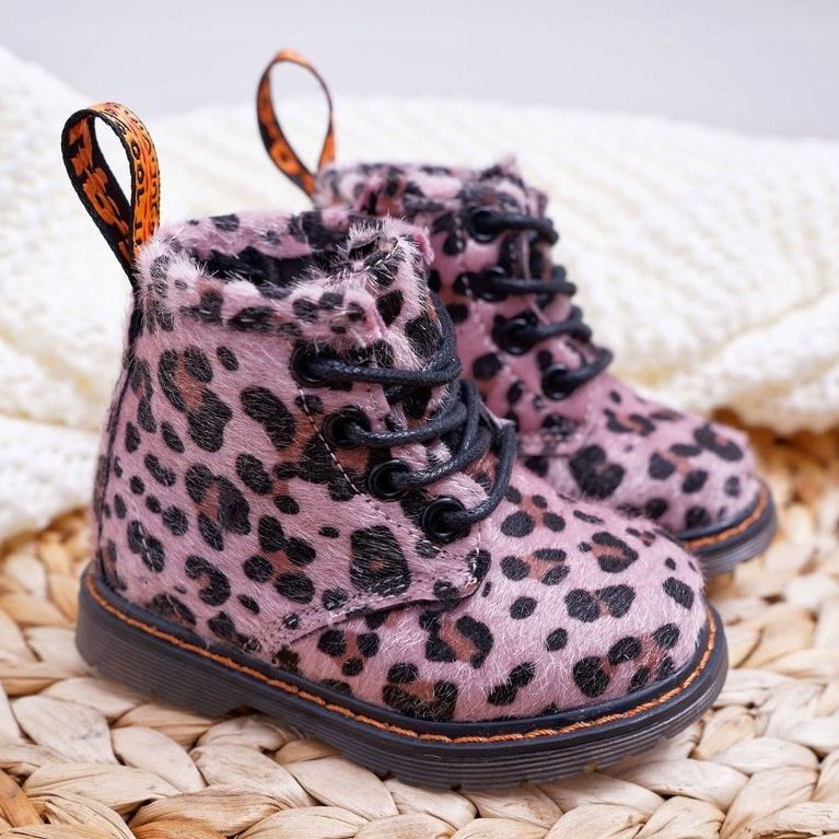 FRROCK Dječje čizme s patentnim zatvaračem, ružičasti leopard print Lilo ružičasta višebojan 1
