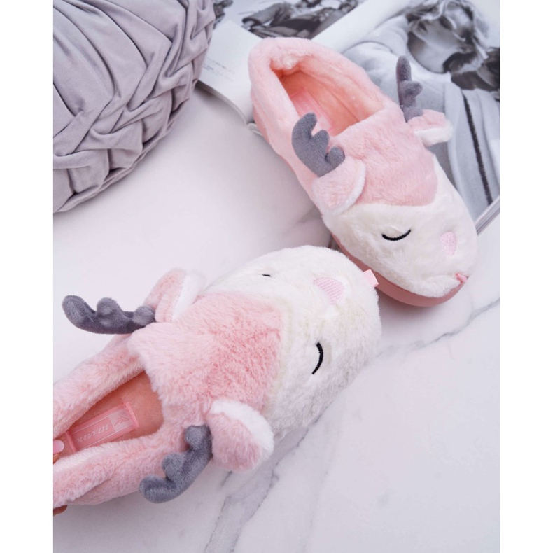 BUGO Ženske papuče s krznom, sob, ruža sobova ružičasta 2