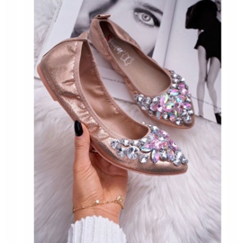 PS1 Ženske balerinke s kamenjem od kristala ružičastog zlata ružičasta 1