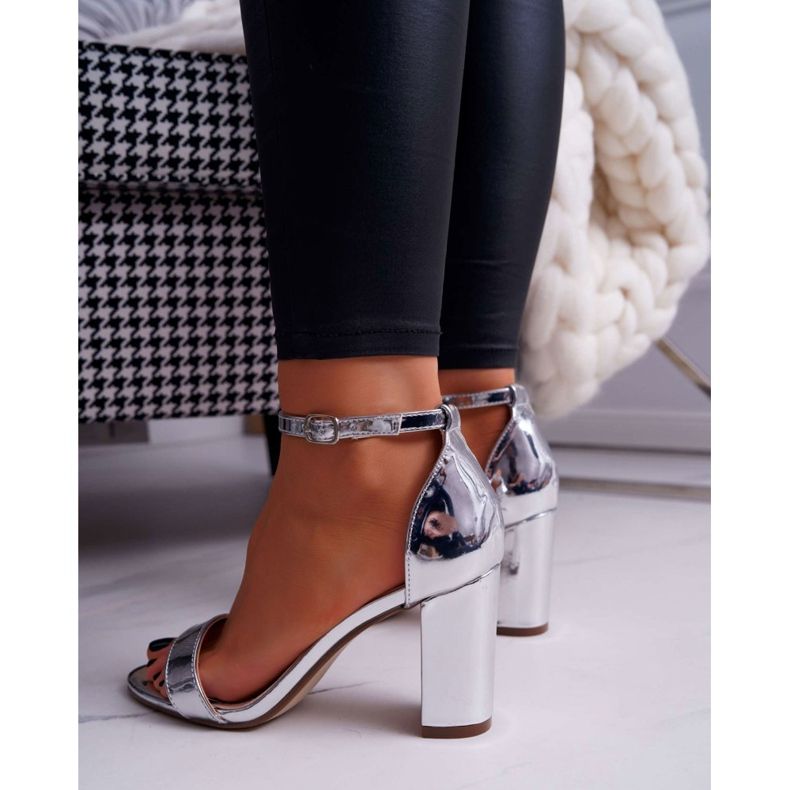 FRID Ženske sandale na petu srebrni Huran siva 2