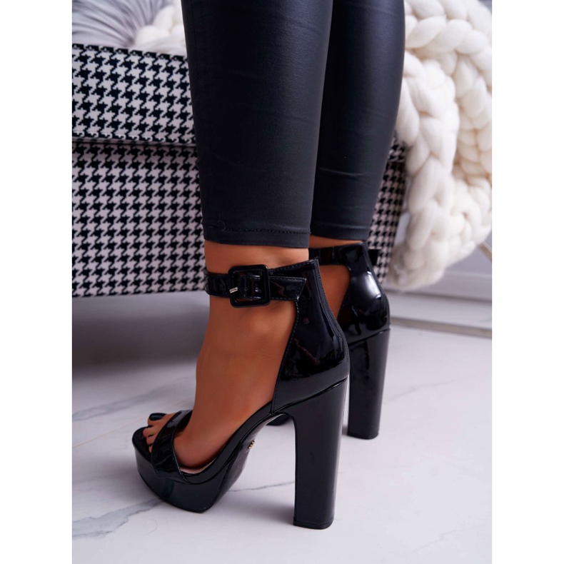 FRID Ženske sandale na visoku petu, platforma Black Huran crna 2