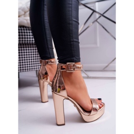 FRID Ženske sandale na visoku petu, platforma od roze zlata Huran ružičasta žuta boja 2