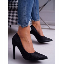 PS1 Ženske visoke potpetice Glitter Black Vivien crna 1