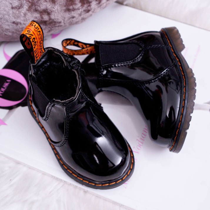 FRROCK Dječje čizme tople s patentnim zatvaračem Lakirano crno Gustro crna 2