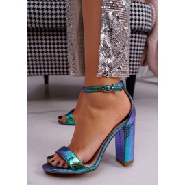 SEA Ženske sandale na iridescentnoj zelenoj košulji s visokom petom višebojan zelena 1