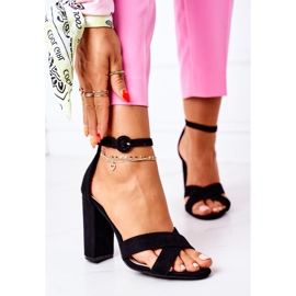 SEA Ženske sandale na petu, antilop crne boje Telmen crno 1