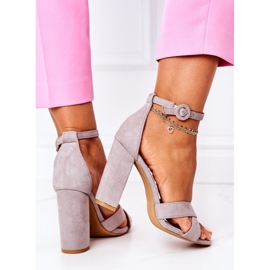 PS1 Ženske sandale na petu, antilop, siva Telmen 1