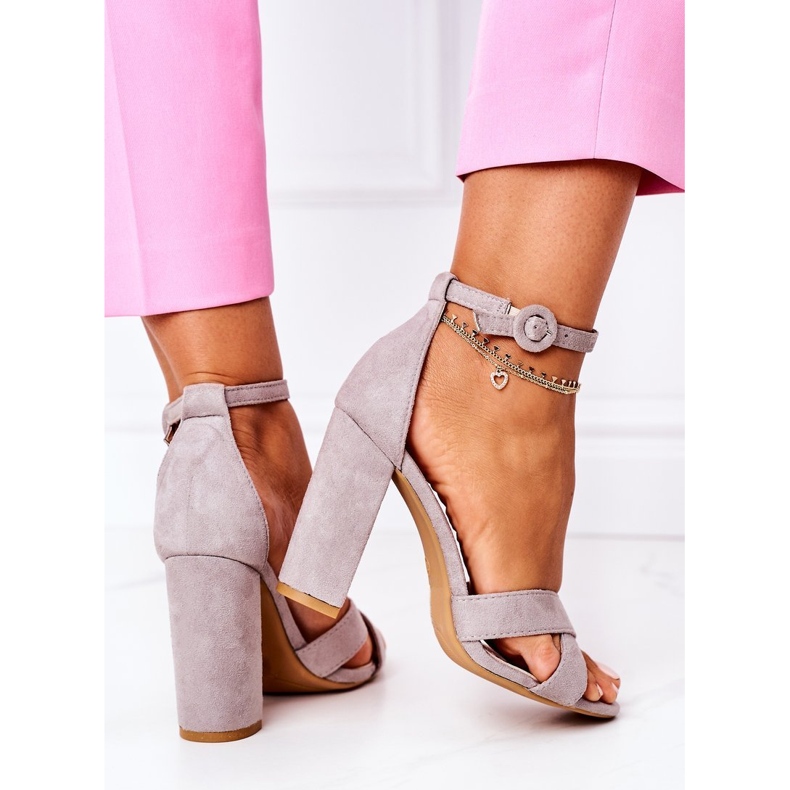 PS1 Ženske sandale na petu, antilop, siva Telmen 1