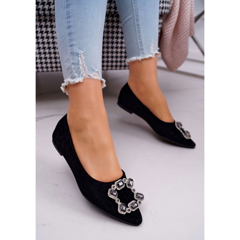 SEA Ženske balerine s kamenjem Black Divine crna 1