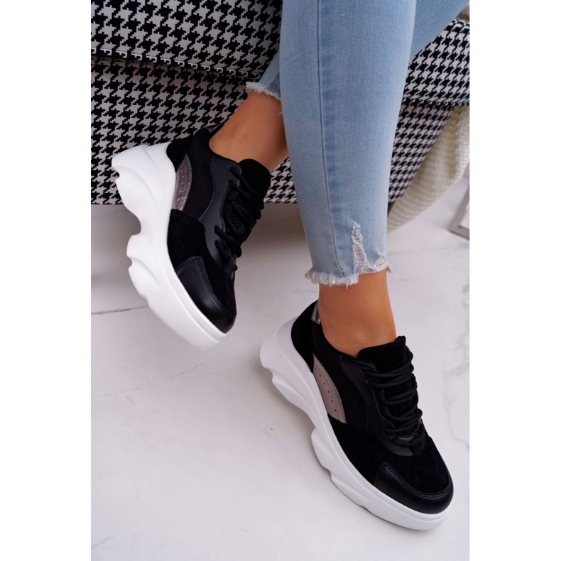 SEA Ženske sportske cipele s debelim potplatom i crnim kardamonom crno 2