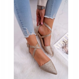 PS1 Ženske sjajne balerinke u Spitz Gold Vontare zlatna 2