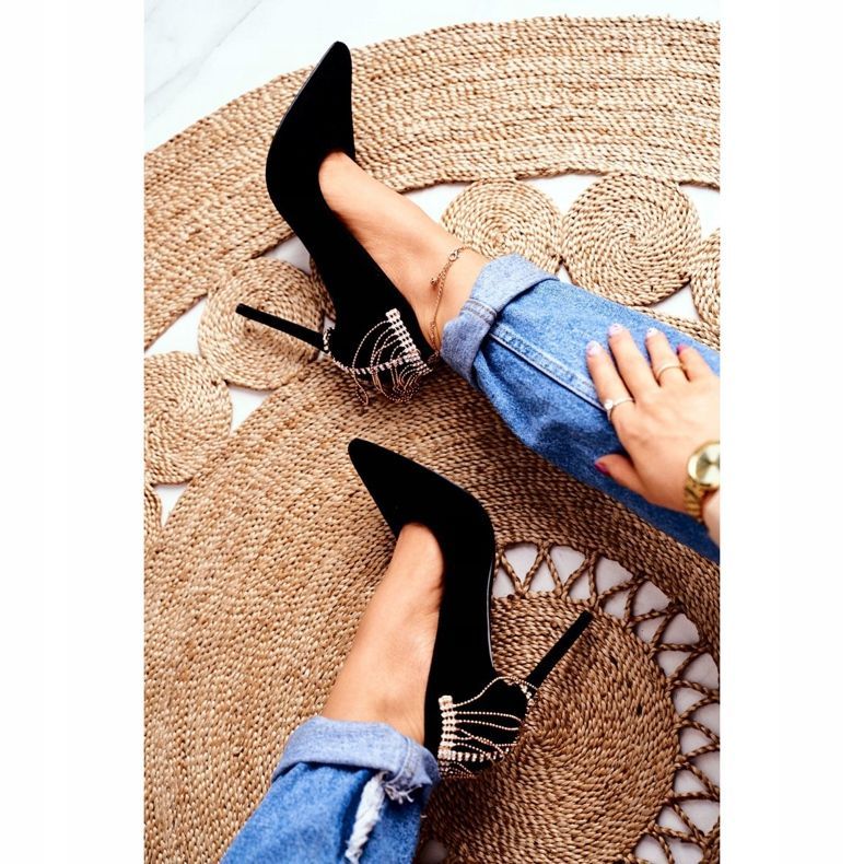 Ženske crne pumpe Suede Party Pacardo crna 2