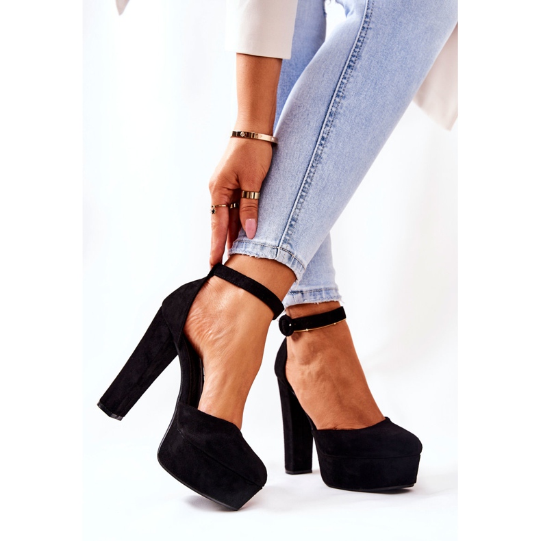 SEA Ženske pumpe na platformi pete antilop crne boje Netel crna 1