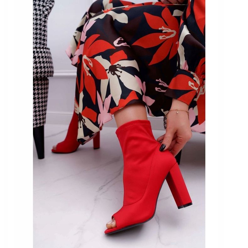 PS1 Ženske gležnjače Lycra Open Toes Red Red crvena 1