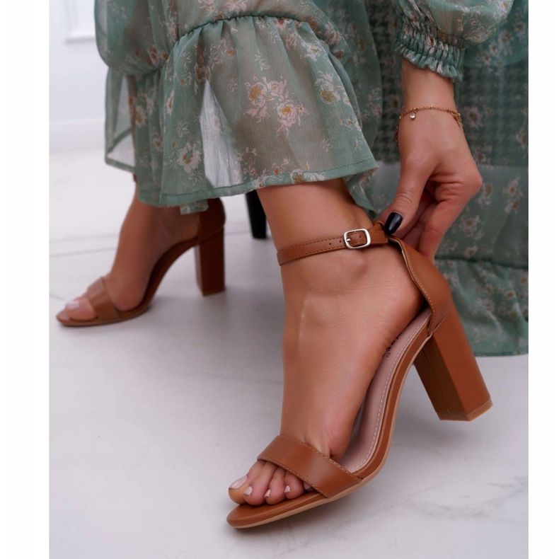 PS1 Klasične ženske sandale na petu Camel Fiji smeđa 2