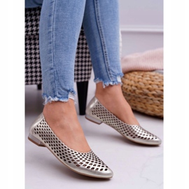 Exquisite Ženske zlatne kožne balerinke izuzetne 1107/1 zlatna 1