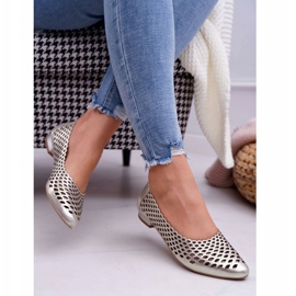 Exquisite Ženske zlatne kožne balerinke izuzetne 1107/1 zlatni 2