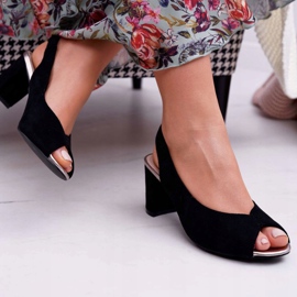 EVE Ženske sandale na petu Suede Black Pollem crna 2