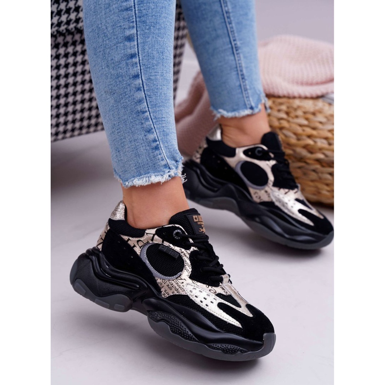 Ženske sportske cipele Big Star Daniel Lopez crno -zlatne FF274A524 crna žuta boja 1