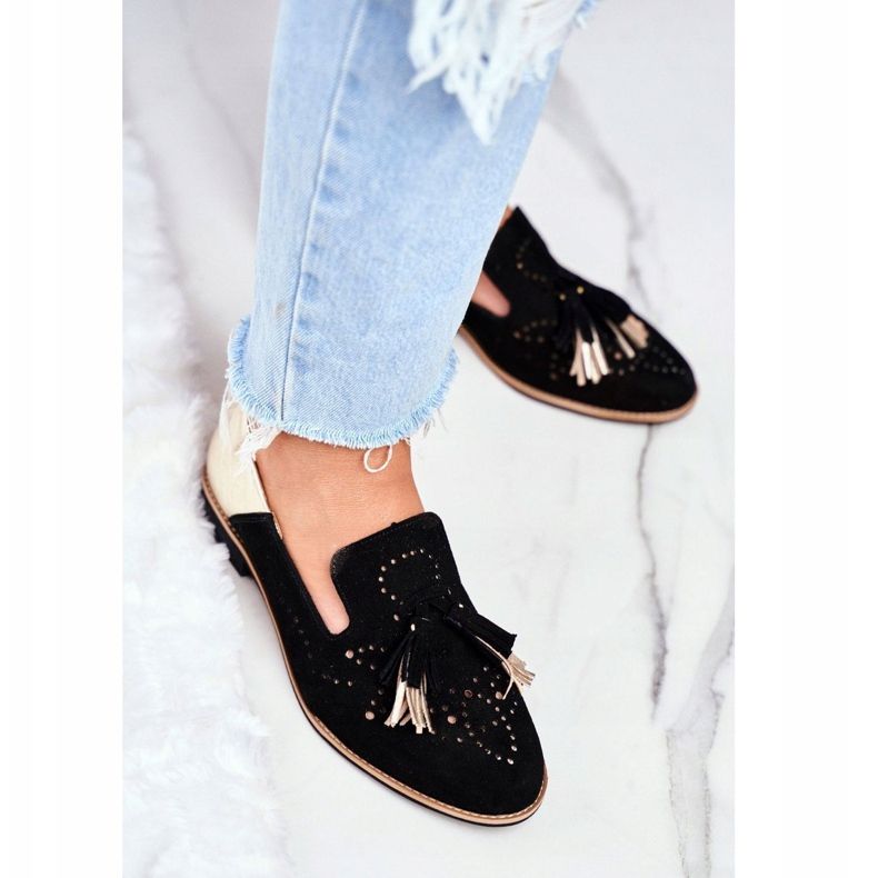 Ženske pantalone Maciejka Kožne mokasine crne 04484-01 / 00-5 crna 1