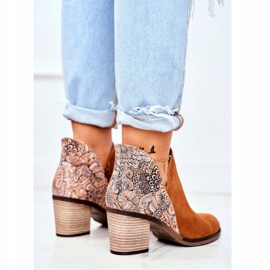 Ženske čizme na petu Maciejka proljetna koža crvena 04492-29 smeđa 2