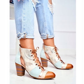 Ženske čizme na petu od kože Maciejka proljeće 03938-04 bež višebojan zelena 2