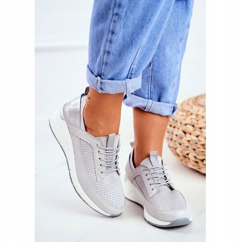 EVE Ženske sportske cipele Kožna Srebrna Love Me siva 1