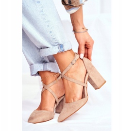 PS1 Ženske pumpe na peti u špicu bež prometu 1