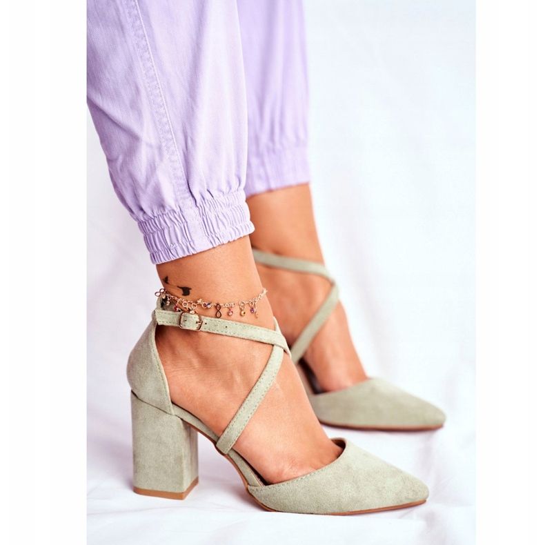 PS1 Ženske pumpe na peti uz Spitz Green Traffic višebojan zelena 2