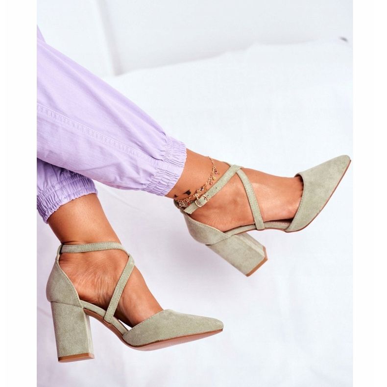 PS1 Ženske pumpe na peti uz Spitz Green Traffic raznobojna zelena 1