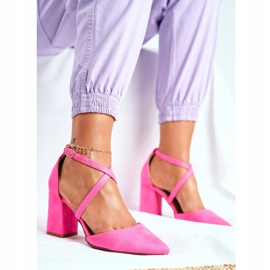 PS1 Ženske pumpe na peti u špici Pink Neon Traffic ružičasta 1