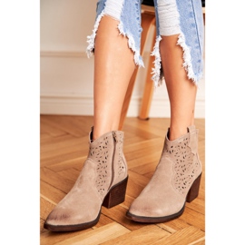 S.Barski Ženske čizme kožne bež Barski 12622-21 2